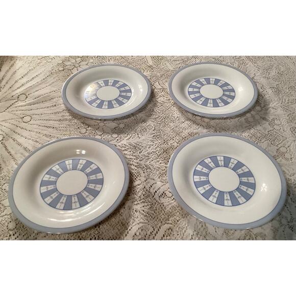 Set of 4 Martha Stewart Everyday Garden Trellis 7.75” Salad Plates Blue White - Picture 7 of 9